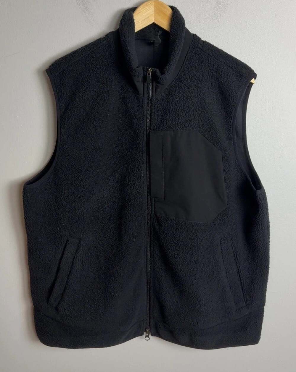 Zella Black High Pile Fleece Vest Full Zip With Chest Pocket Size Large Men’s